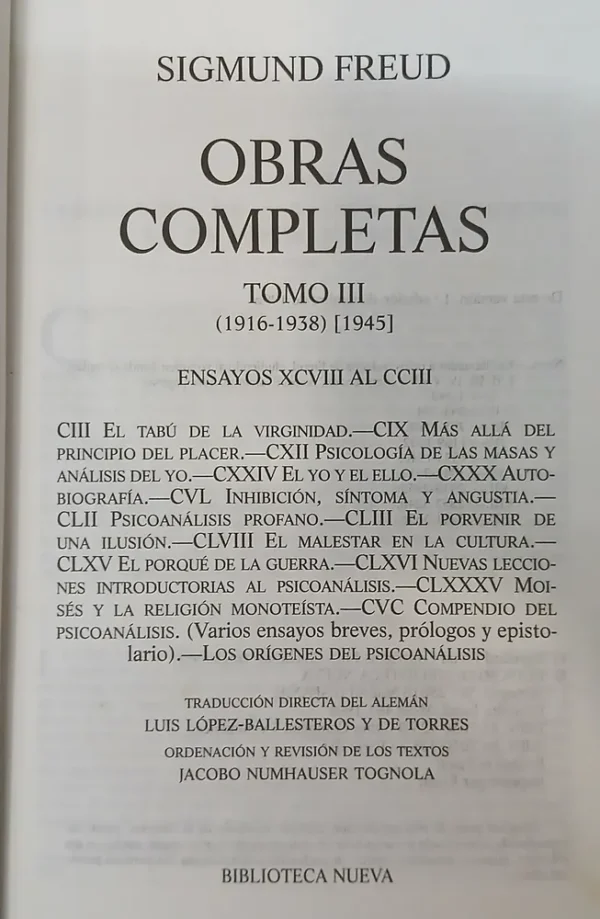 Sigmund Freud T. 1, 2 Y 3 - Obras Completas - Ed. Milenio