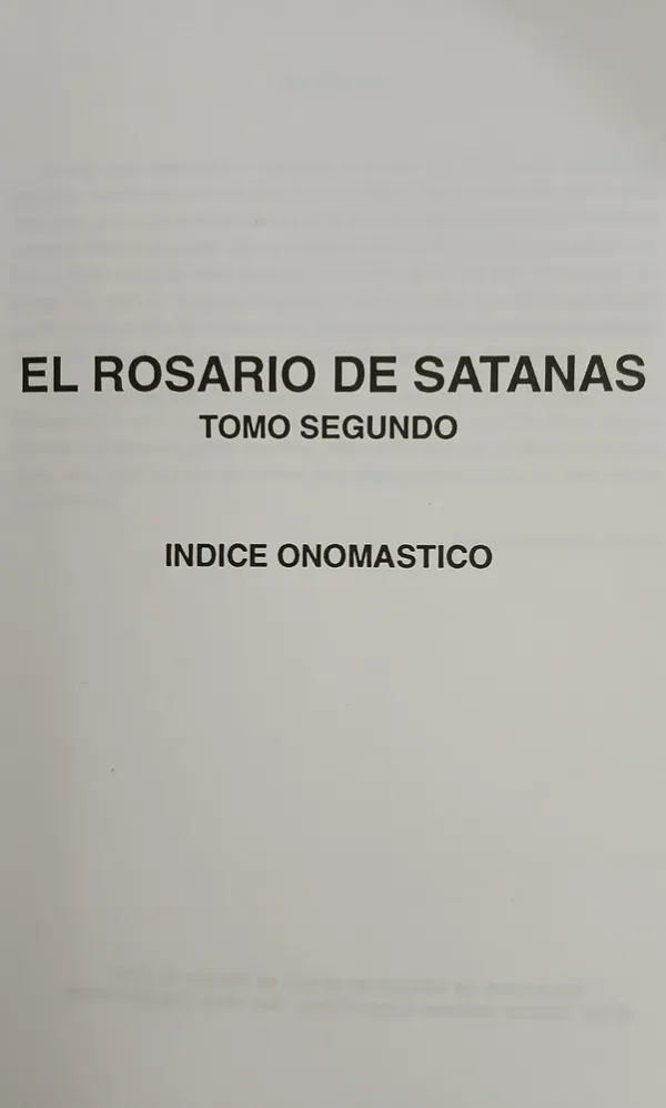 El Rosario De Satanas 1, 2, 3 Y Onomástico - H Nicolás Zinni