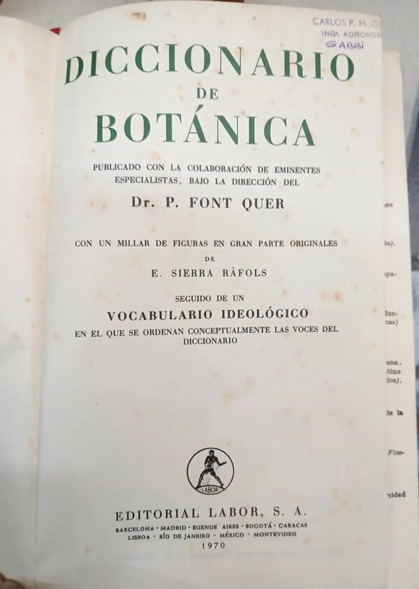 Diccionario De Botánica - Dr. P. Font Quer