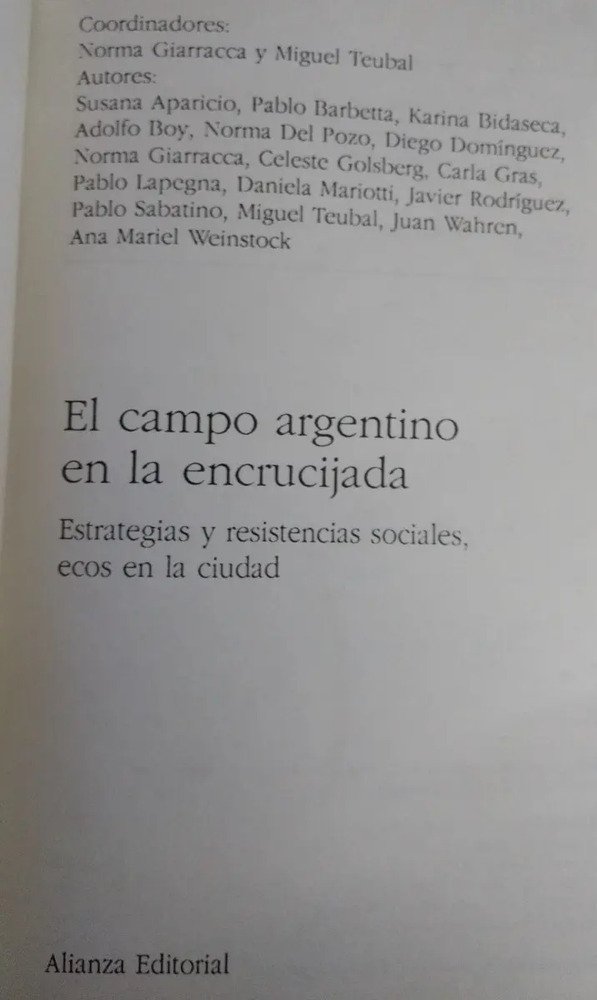 El Campo Argentino En La Encrucijada Giarracca, Teubal Coord