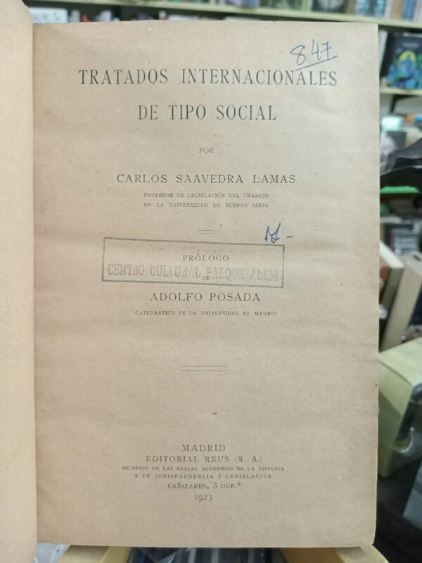 Tratados Internacionales De Tipo Social, Carlos Saavedra La