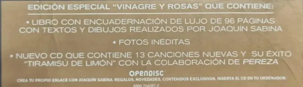 Libro + Cd Sabina: Vinagre Y Rosas Ed. De Lujo - C López