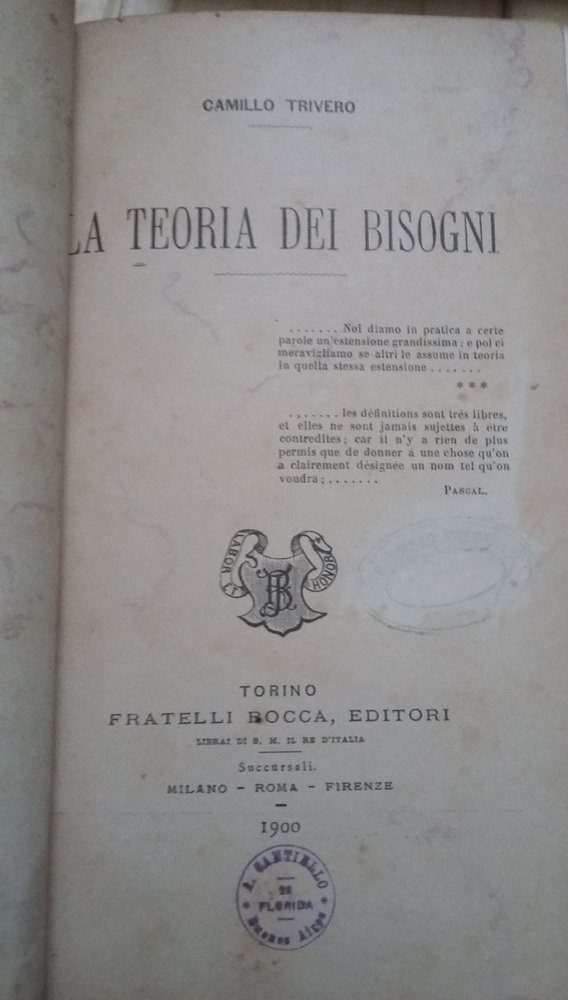 La Teoría Dei Bisogni - Trivero, Camillo