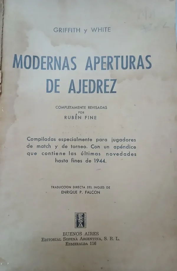 952246-MLA83946782448_042025 Modernas Aperturas De Ajedrez - Griffith Y White