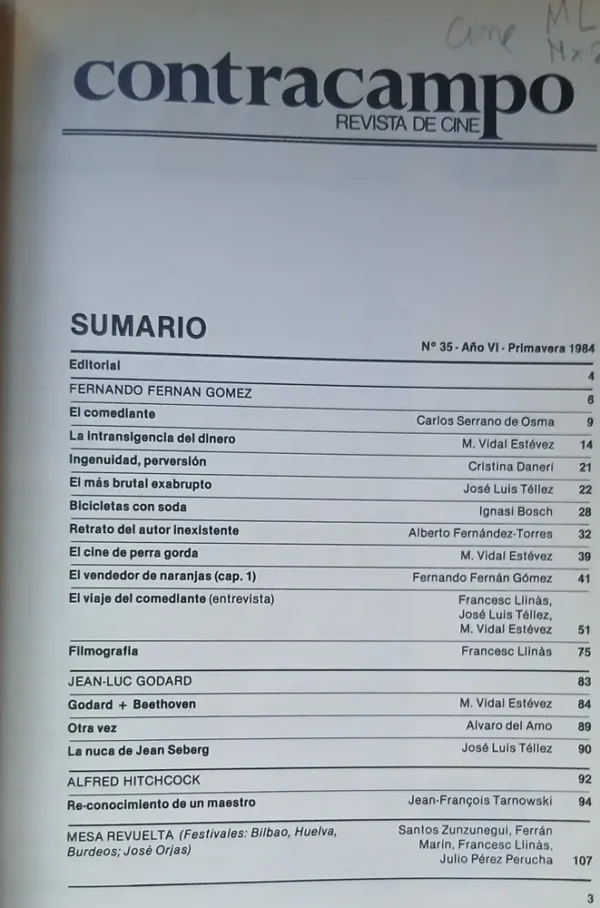 Revista De Cine: Fernando Fernan Gomez - Godard - Hitchcok