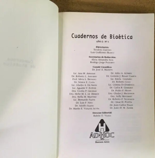 842139-MLA27643430860_062018 Cuadernos De Bioética Nro. 1