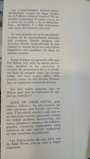 Canciones Populares Bilbainas - Recopilado J. De Orúe Matia