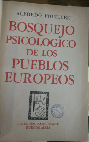 791943-MLA77485550753_072024 Bosquejo Psicológico De Los Pueblos Europeos - A. Fouillee