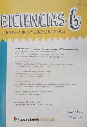 Biciencias Sociales Y Naturales 6to. - Santillan/ Va Con Vos