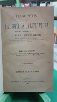 Elementos De Filosofía De La Literatura, Soriano Sanchez, M.