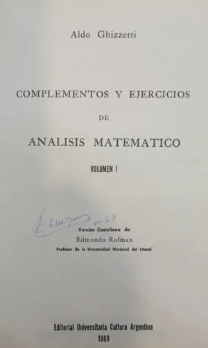 889209-MLA111295208734_052026 Complementos Y Ejercicios De Análisis Mat V 1/ 2 - Ghizzetti