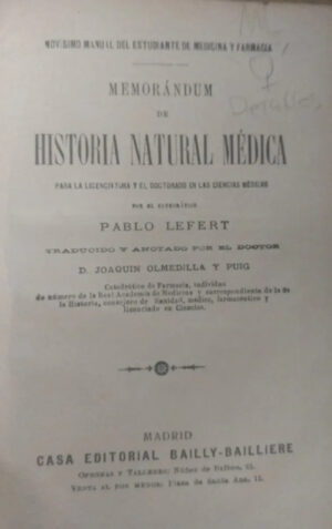937755-MLA54336038657_032023 Memorandum De Historia Natural Médica - Pablo Lefert
