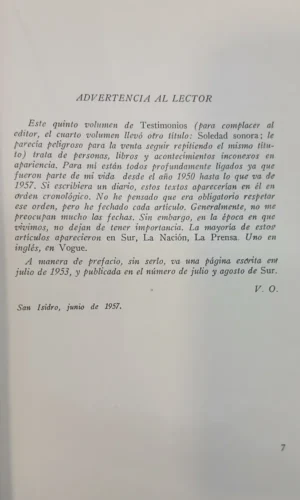 Testimonios - Quinta Serie (1950-1957) - Victoria Ocampo