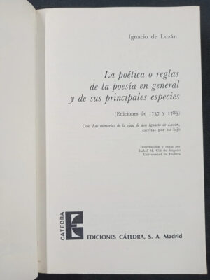 967745-MLA113054315285_062026 La Poética De Ignacio De Luzán - Ediciones 1737 Y 1789