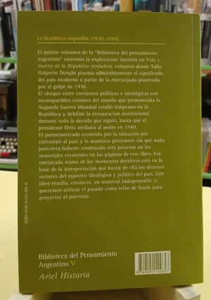 929724-MLA117733557646_102026 La República Imposible 1930- 1945 - Tulio Halperin Donghi